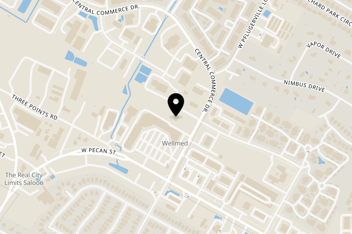 Map showing the location of Taco N' Todo Antojitos y Más on 15816 Central Commerce Dr in Pflugerville